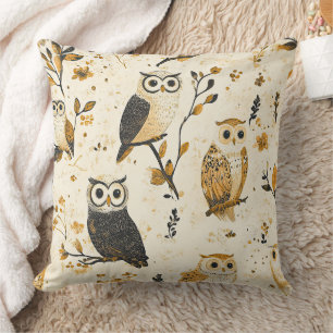 Französisches Land Beige Eule Blumenmuster Kissen