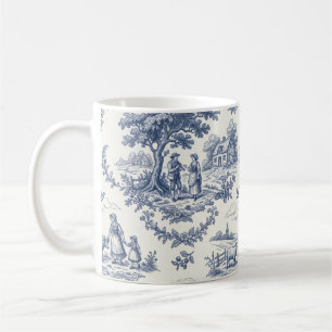 Französisches Land - Blau und cremefarbene Toile-L Kaffeetasse