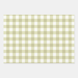 Französisches Land Meadow Gingham - Salbei grün ka Geschenkpapier Set