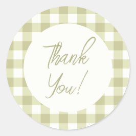 Französisches Land Meadow Gingham - Salbei grün ka Runder Aufkleber