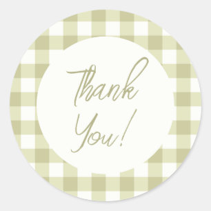 Französisches Land Meadow Gingham - Salbei grün ka Runder Aufkleber