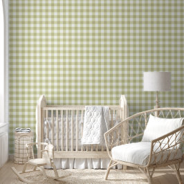 Französisches Land Meadow Gingham - Salbei grün ka Tapete