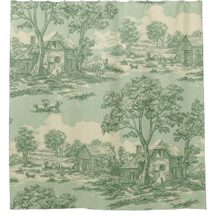 Französisches Land Sage Toile Farm Szene Duschvorhang