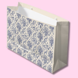 Französisches Land Toile de Jouy Blaues Muster  Große Geschenktüte