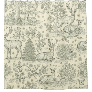Französisches Land Toile Hirsch Muster Duschvorhang