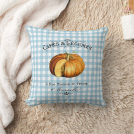 Französisches Land Veggie Pumpkin Blue Checked Kissen