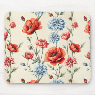 Französisches Landhaus-Mohn und Dahlie Mousepad