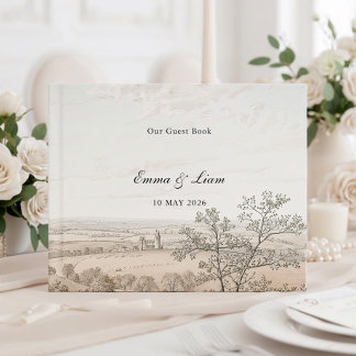 Französisches Landhochzeit-Gästebuch mit Toile-Mus Gästebuch