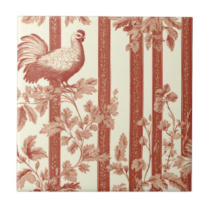 Französisches Landrot-Hühner-Blumen-Toile-Muster Fliese