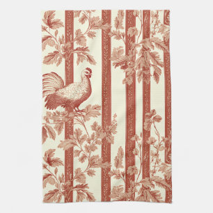 Französisches Landrot-Hühner-Blumen-Toile-Muster Geschirrtuch
