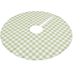 Französisches Landwiesen-Gingham - Salbeigrün kari Polyester Weihnachtsbaumdecke