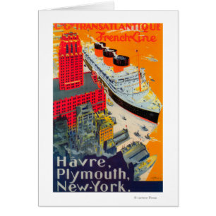 Französisches Line Travel Poster, Havre to Plymout