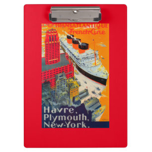 Französisches Linienreiseposter, Havre nach Plymou Klemmbrett