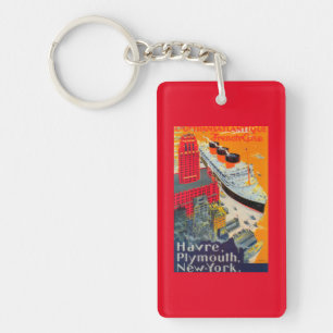 Französisches Linienreiseposter, Havre nach Plymou Schlüsselanhänger
