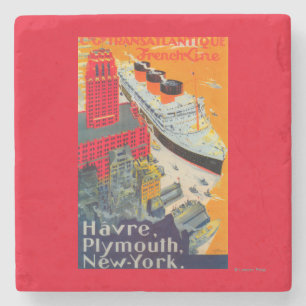 Französisches Linienreiseposter, Havre nach Plymou Steinuntersetzer