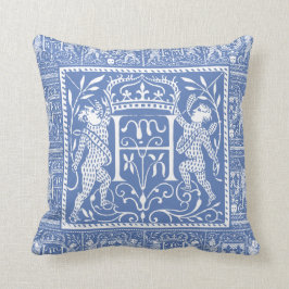 Französisches mittelalterliches Chateau-blauer Kissen