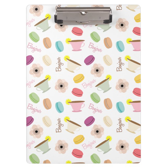 Französisches Nahrungsmittelmuster-Klemmbrett Klemmbrett (Vorderseite)
