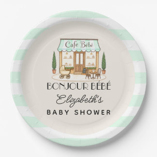 Französisches Paris-Café Bébé Baby Shower Pappteller