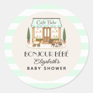 Französisches Paris-Café Bébé Baby Shower Runder Aufkleber