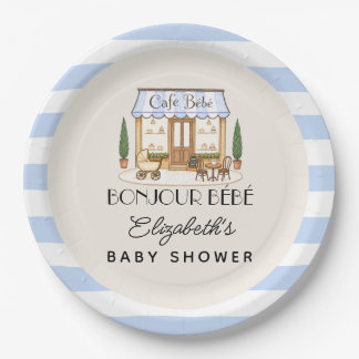 Französisches Paris-Café Bébé Boy Baby Shower Pappteller