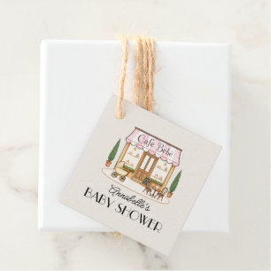 Französisches Paris Café Bébé Girl Baby Shower Geschenkanhänger