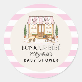Französisches Paris Café Bébé Mädchen Baby-Party Runder Aufkleber