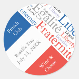 Französisches Party oder Veranstaltung mit der Fla Runder Aufkleber