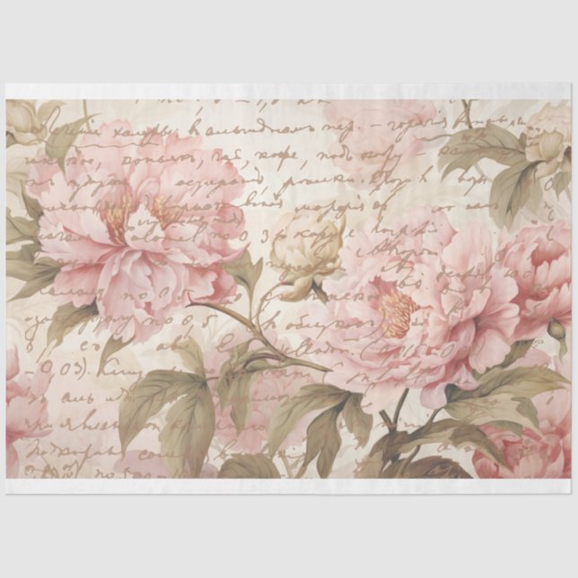 Französisches Peony Tissue, Kunsthandwerk, Decoupa Seidenpapier (Vorderseite)