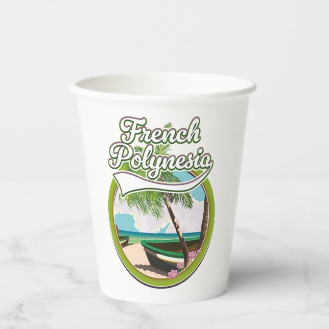 Französisches Polynesien Reiselogo. Pappbecher (Vorderseite)