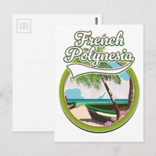 Französisches Polynesien Reiselogo. Postkarte