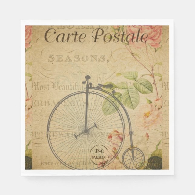 Französisches Postkartenpapier Napkin Serviette (Vorderseite)