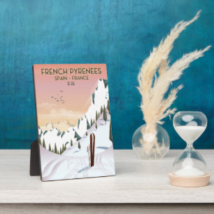 Französisches Pyrénées Ski Poster Fotoplatte