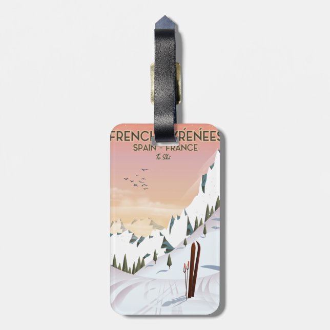 Französisches Pyrénées Ski Poster Gepäckanhänger (Rückseite vertikal)