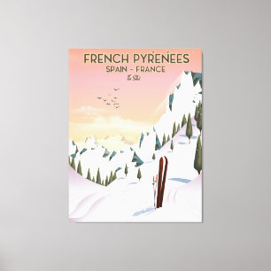 Französisches Pyrénées Ski Poster Leinwanddruck