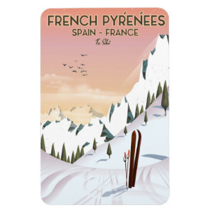 Französisches Pyrénées Ski Poster Magnet