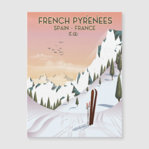 Französisches Pyrénées Ski Poster Magnetkarte