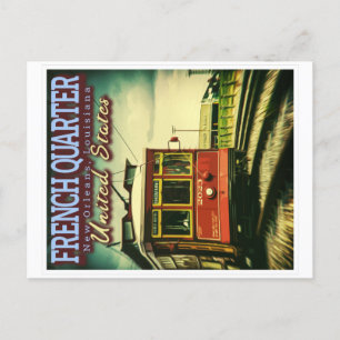 FRANZÖSISCHES QUARTER - STREETCARS - NEUE ORLEANS  POSTKARTE