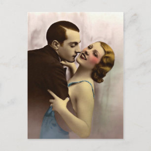 Französisches romantisches Liebespaar Vintage Postkarte