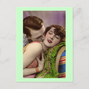 Französisches romantisches Paar Liebeskuss Vintage Postkarte