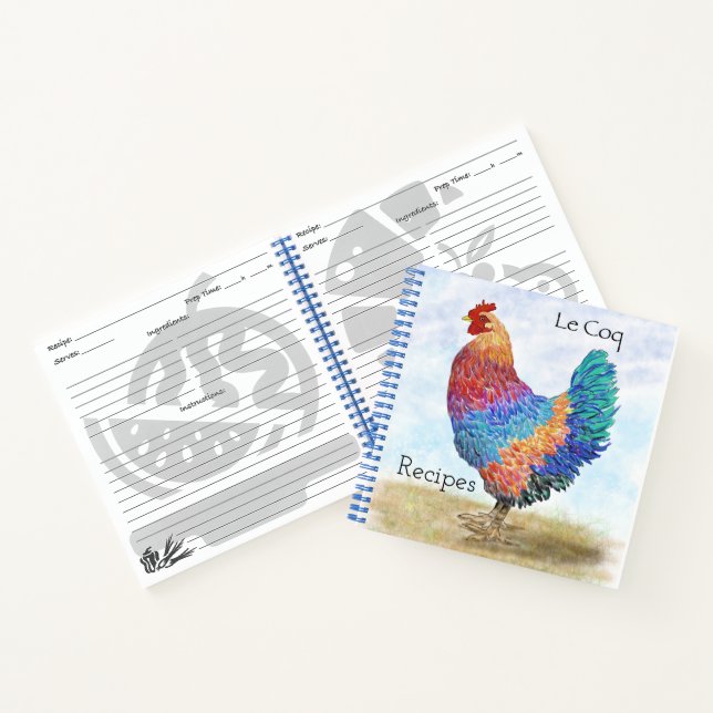 Französisches Rooster-Rezept Notizbuch (Innenseite)