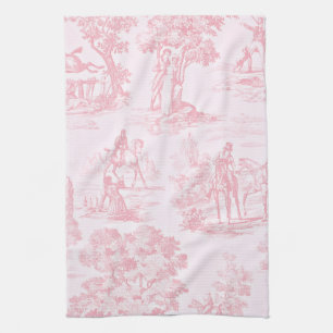 Französisches Rosa Toile de Jouy Vintage-Muster Küchentuch