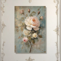 Französisches Schloss Vintag Blauer Rosa Blumendek