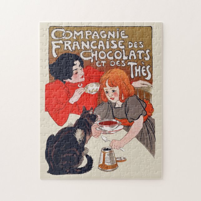 Französisches Schokolade Party Steinlen Art Puzzle (Vertikal)