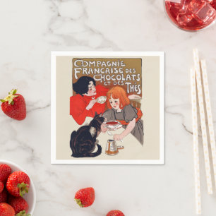 Französisches Schokolade Party Steinlen Art Serviette