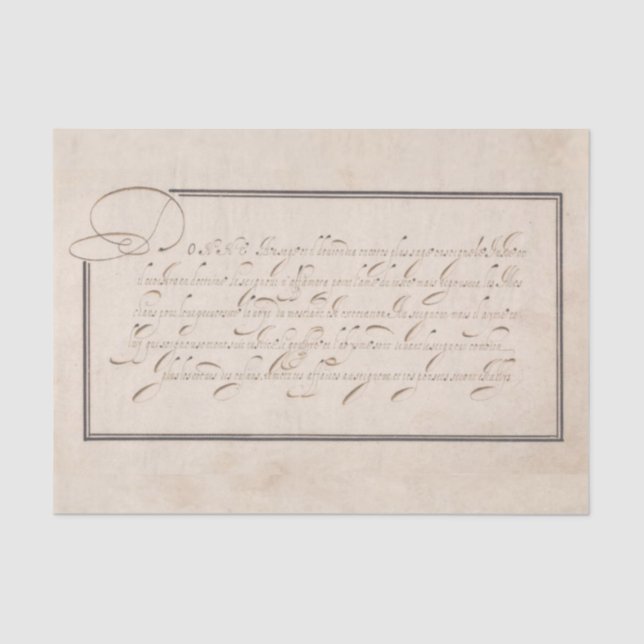 Französisches Schriftzeichen-Schriftzeichen Seidenpapier (Vorderseite)