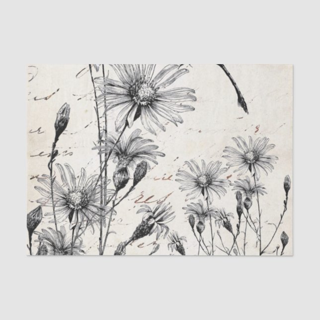 Französisches Skript Wildblumen Libelle Decoupage  Seidenpapier (Vorderseite)
