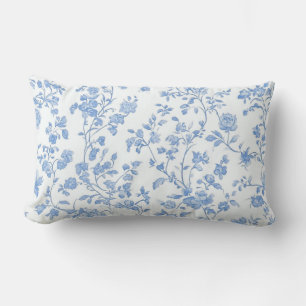 Französisches Toile Blau Floral Lendenkissen