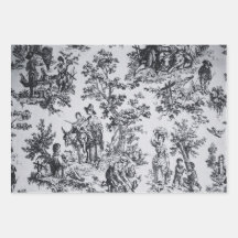 Französisches Toile de joues Schwarz-Weiß-Deco