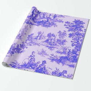 Französisches Toile de jouy Blau-Weiß-Deco Geschenkpapier