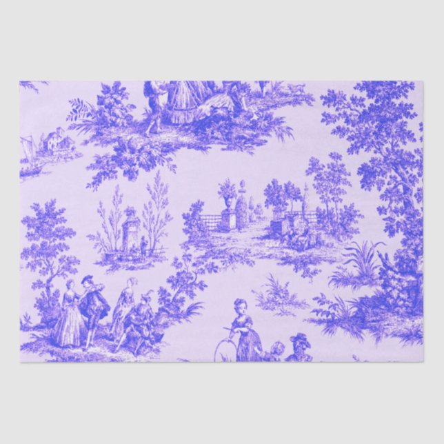 Französisches Toile de jouy Blau-Weiß-Deco Seidenpapier (Vorderseite)